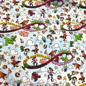 Toy Story Character Print Cotton Lycra Stretch Apparel Fabric 1 Yard x 60"
